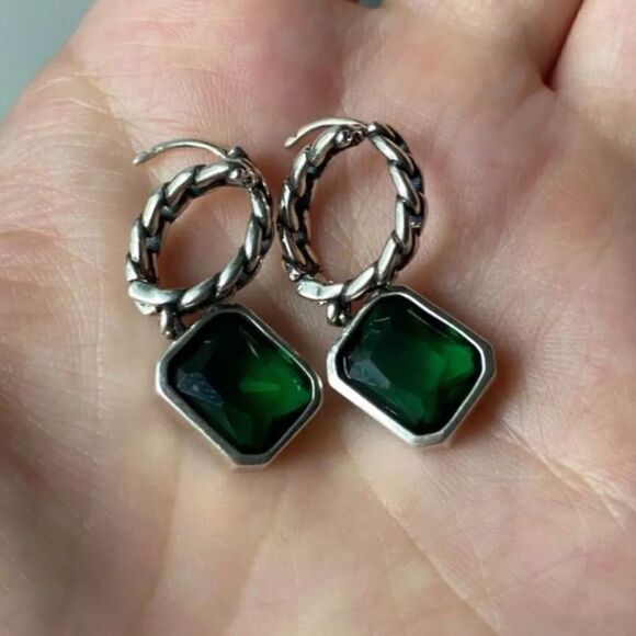 The Emerald Punk Rock drop earrings in 925 silver - Picture 6 of 11